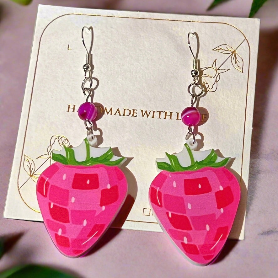 Crystal Disco Berry Extravaganza - Handmade Y2k Earrings - Olive Made