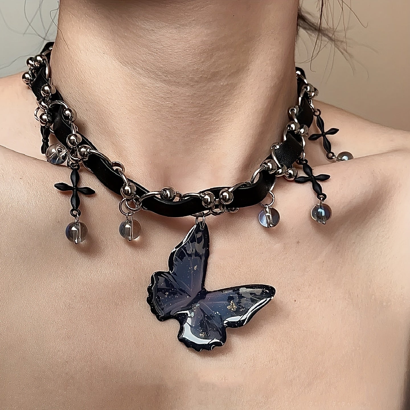 gothic fae butterfly choker