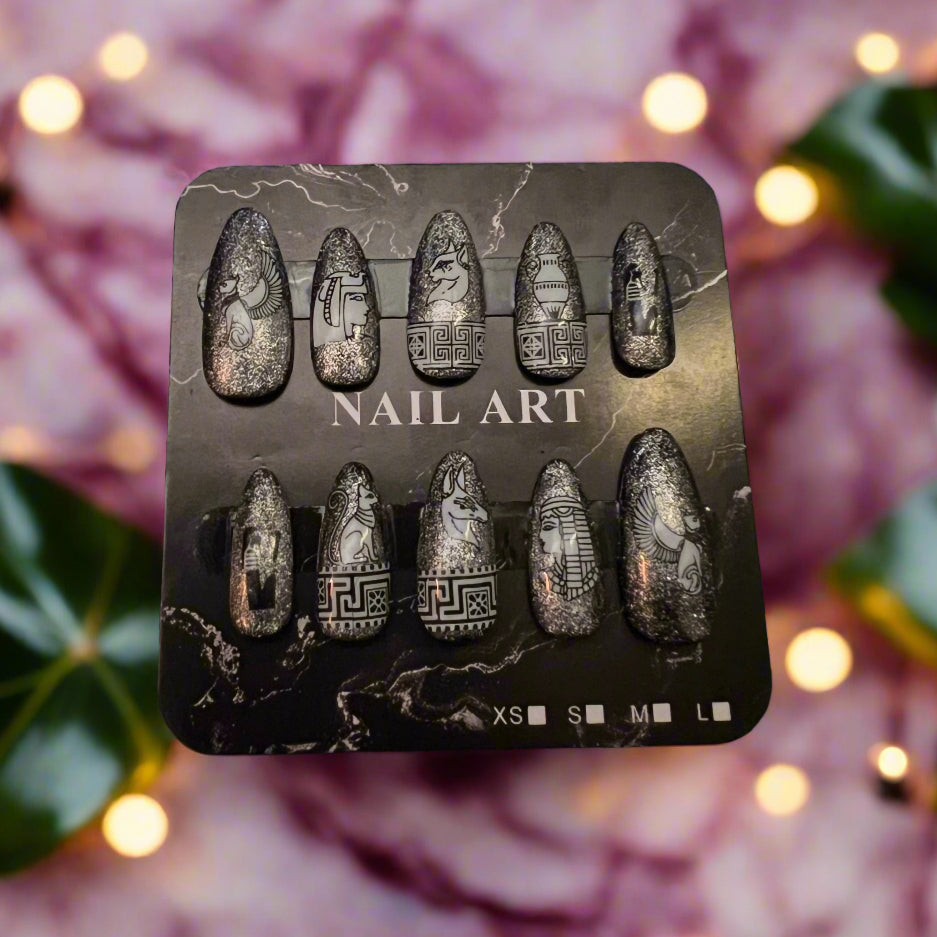 Silver Egyptian Inspired False Nails