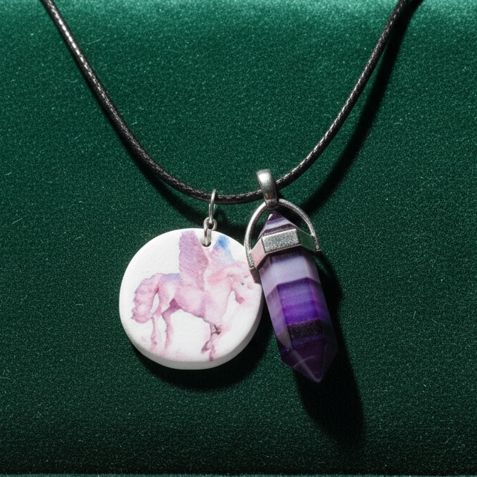 Mystical Fantasy Charm & Gem Necklace