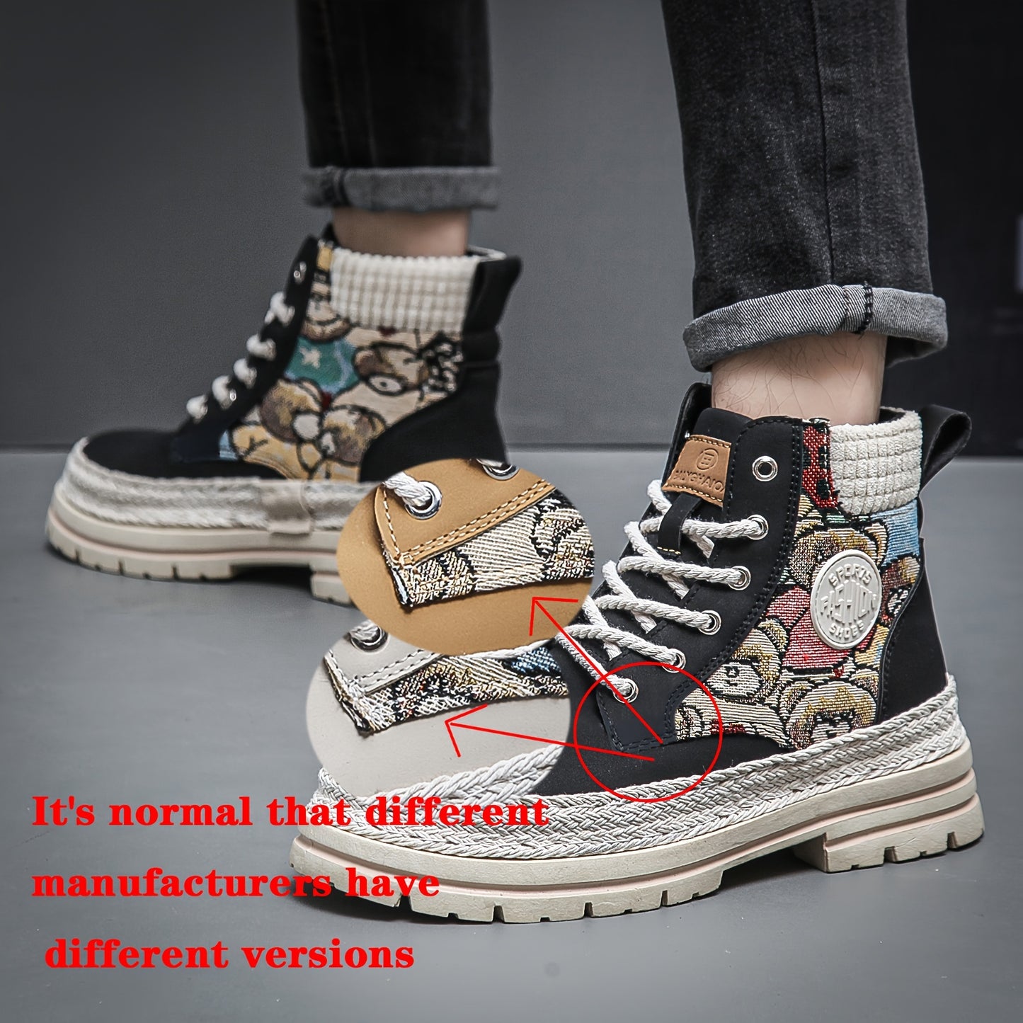 'carried on teddies' bear embroidered boots