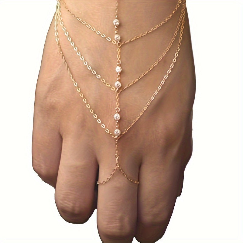 cascading chain hand adornment ring