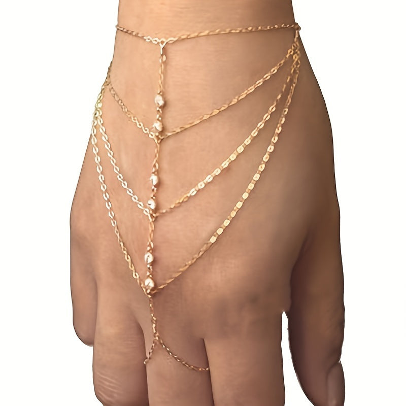 cascading chain hand adornment ring