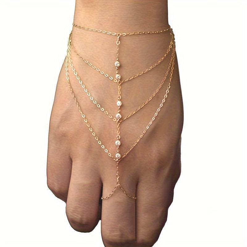 cascading chain hand adornment ring