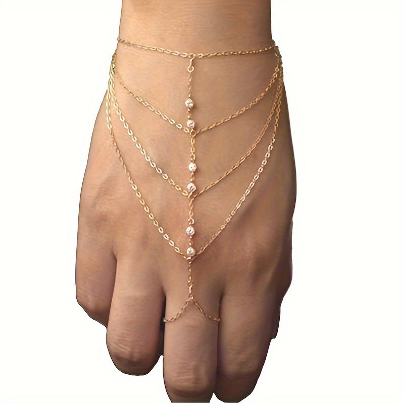 cascading chain hand adornment ring