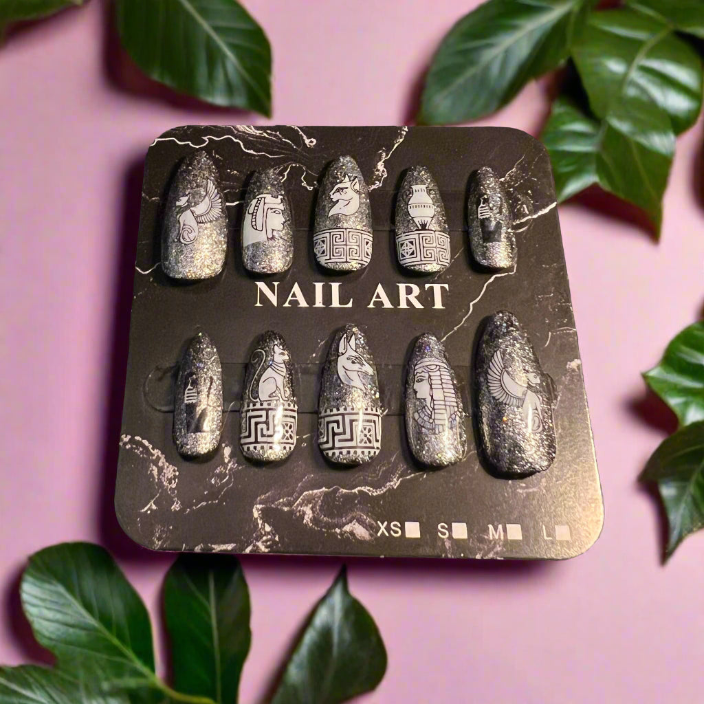 Silver Egyptian Inspired False Nails