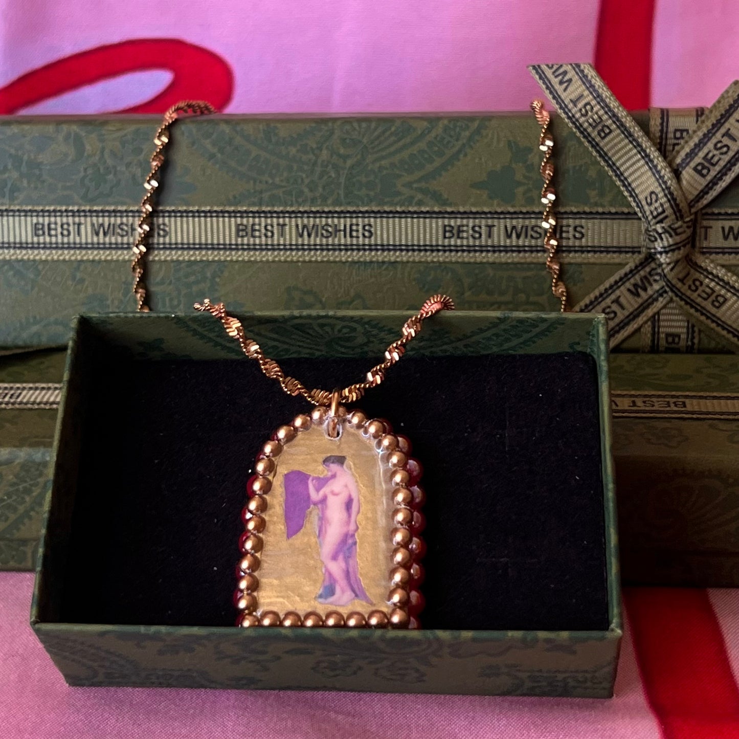 Golden Neoclassical Nude Lady Pendant Necklace | 18k Gold-Plated Chain | Romantic Jewelry | Olive Made