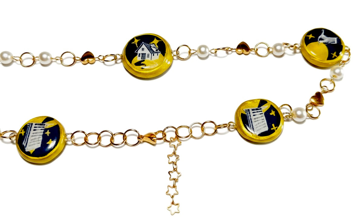 Cosmic Choker — Ethereal Metallic Collage Charm Necklace