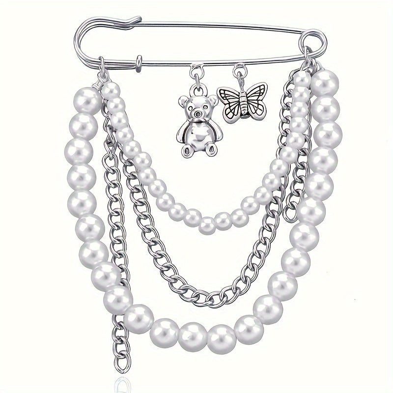 'pretty pearled teddy' safety-pin adornment