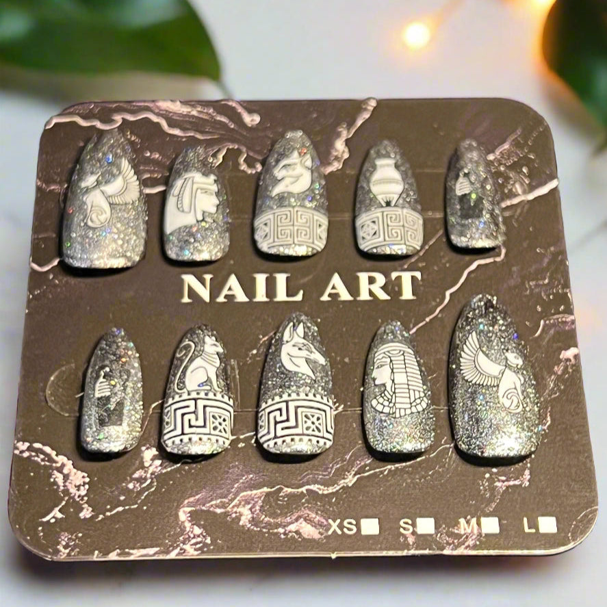 Silver Egyptian Inspired False Nails