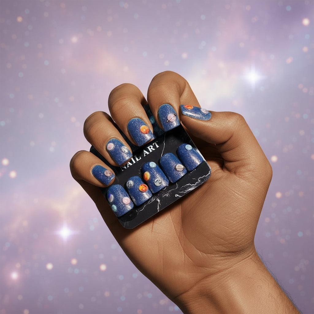 ✨ Galactic Horizon — Solar System Press-On Nails (Masc Edition) ✨