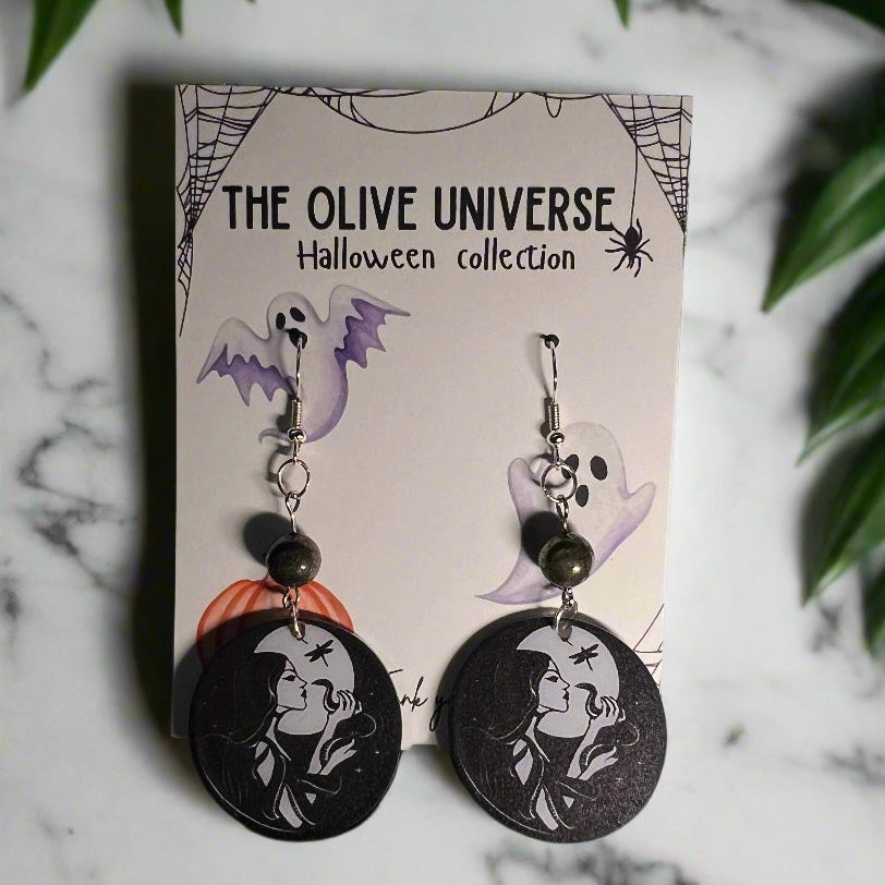 Midnight Veil – Hematite & Silver Mystical Earrings