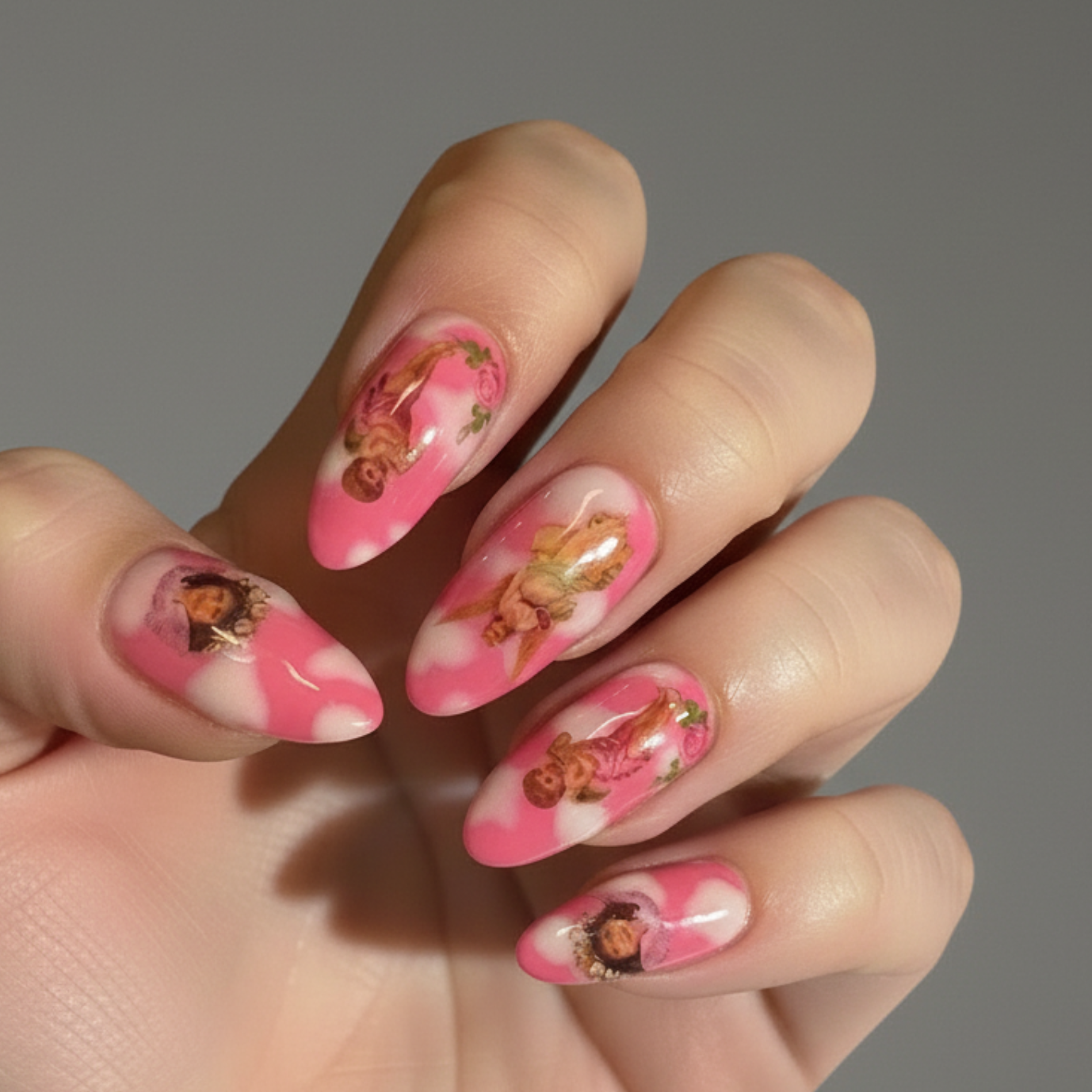 Pink Skies Angel Press-On Artisan Nails