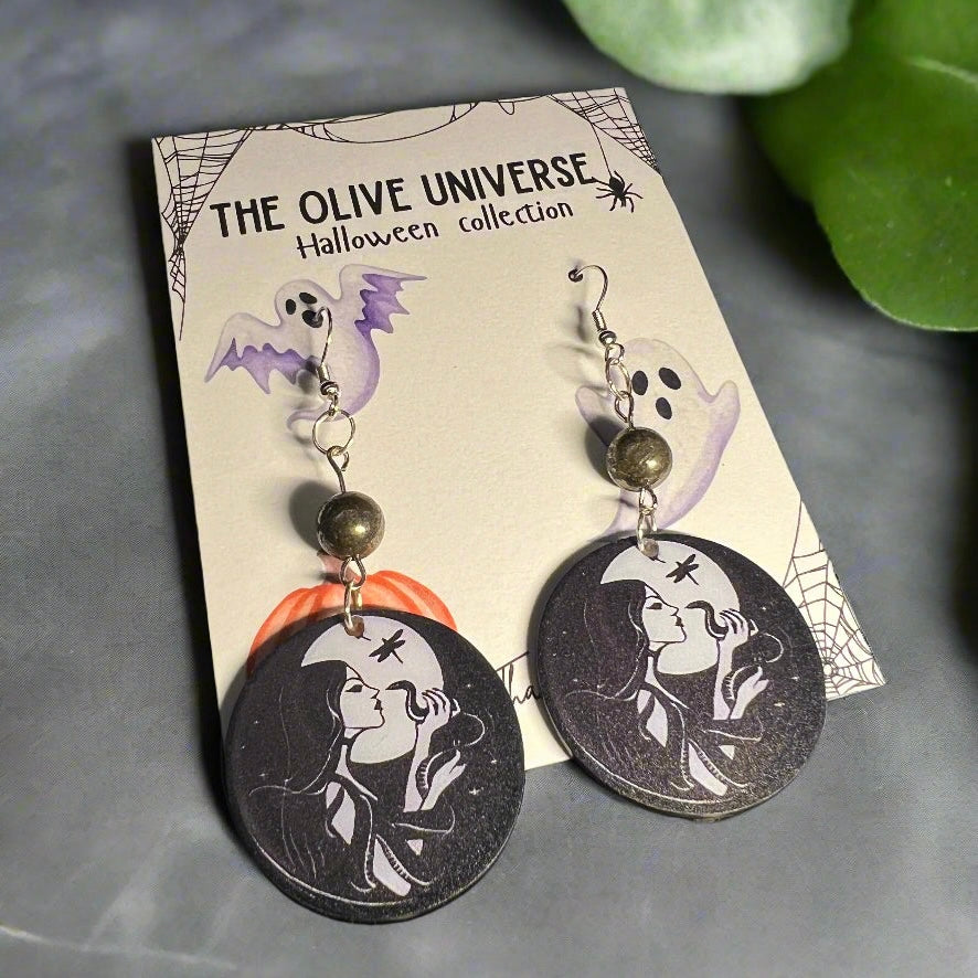 Midnight Veil – Hematite & Silver Mystical Earrings