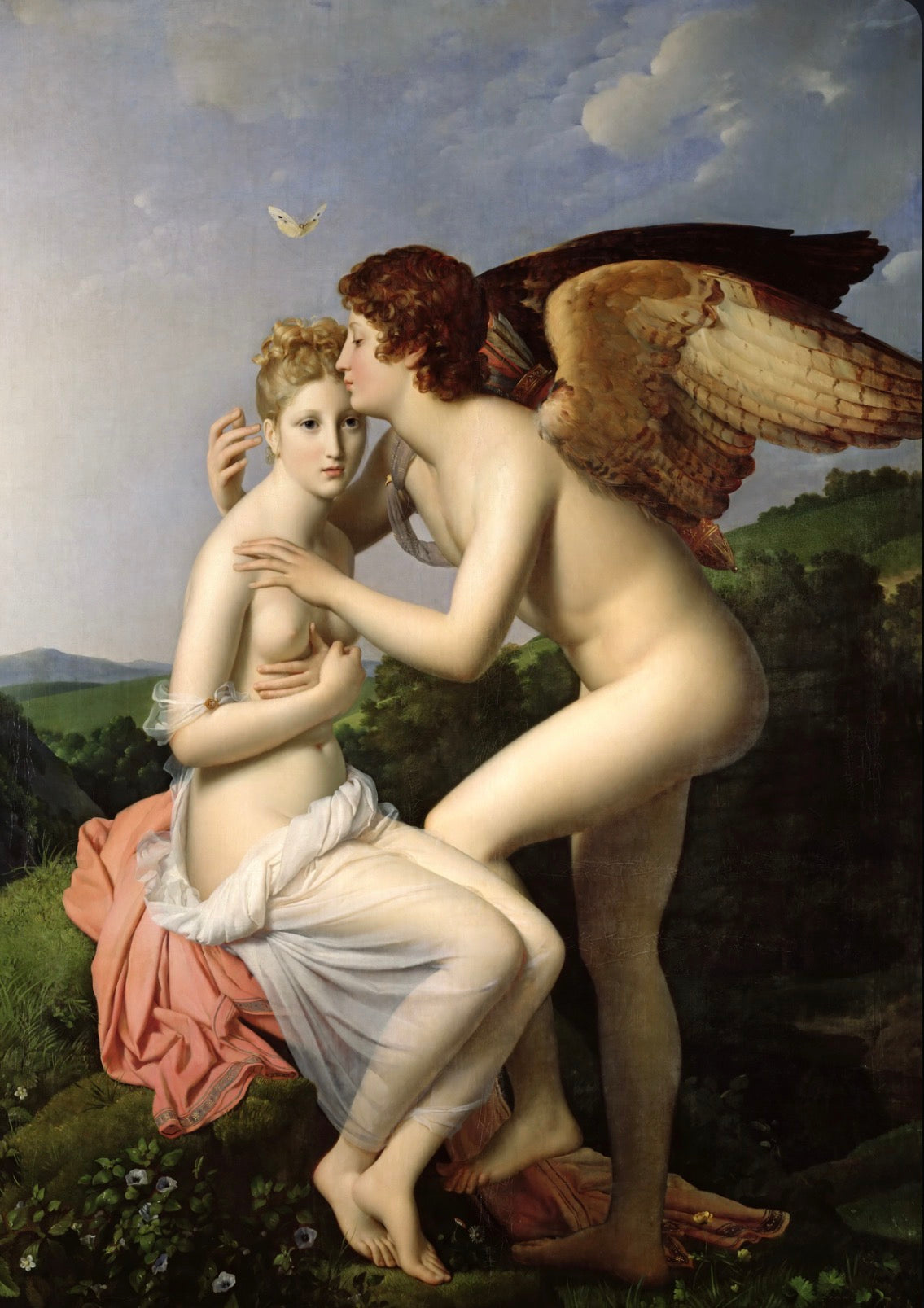 Allegory of Eros & Psyche (1798) Arch Earrings | Metallic Pearl Frame | François Gérard