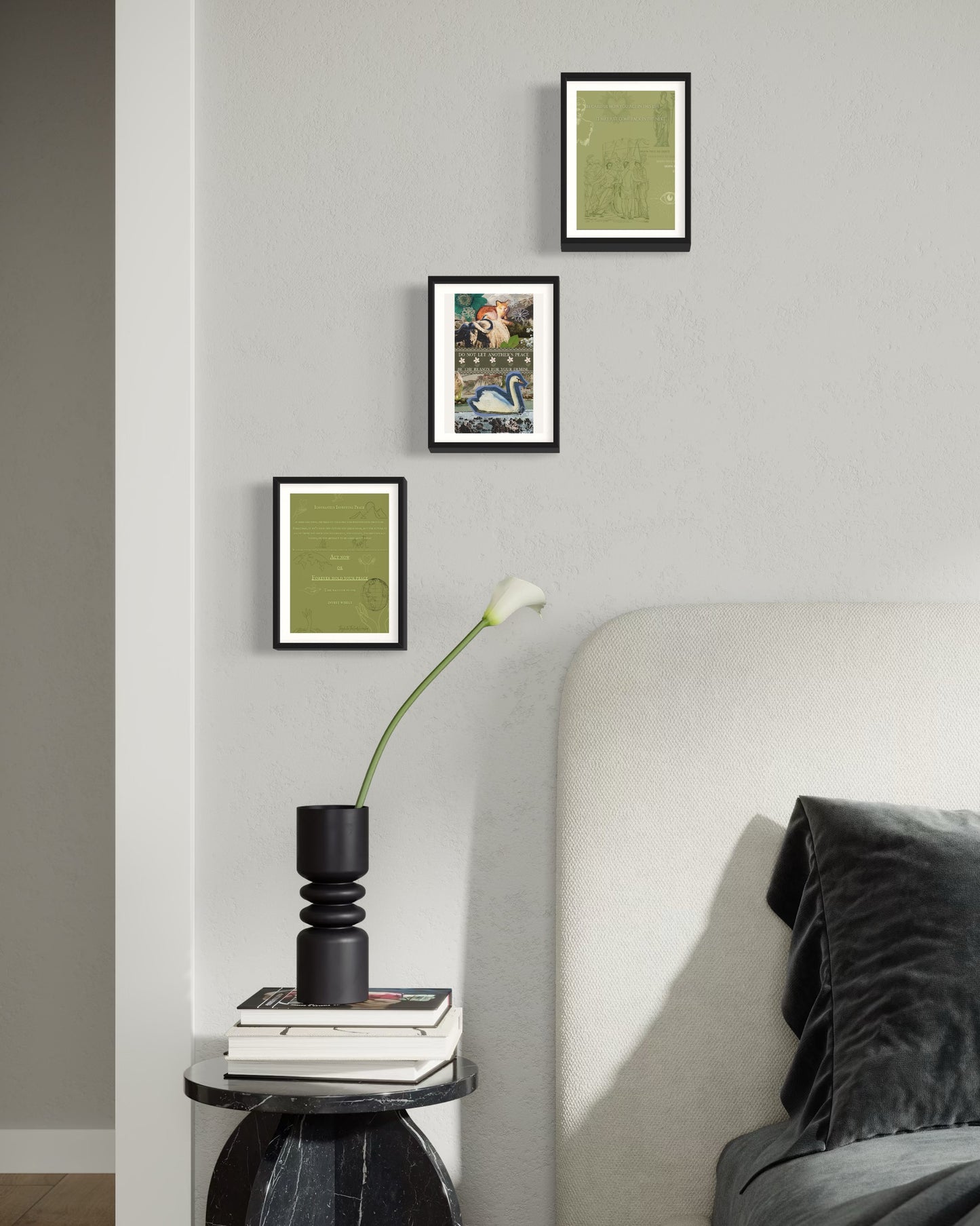 Artist Made Prints - Peace Focused Olive Green Monochrome Decor Poster