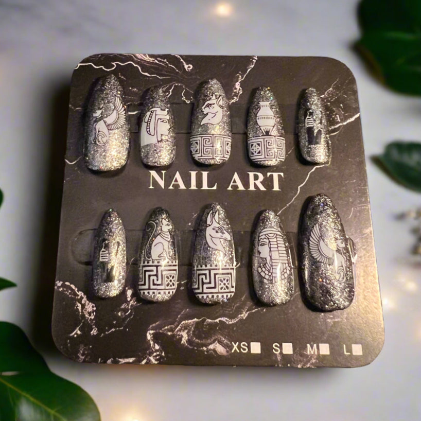 Silver Egyptian Inspired False Nails