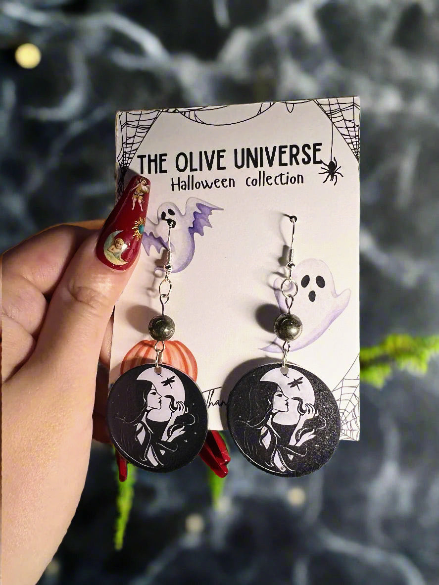 Midnight Veil – Hematite & Silver Mystical Earrings