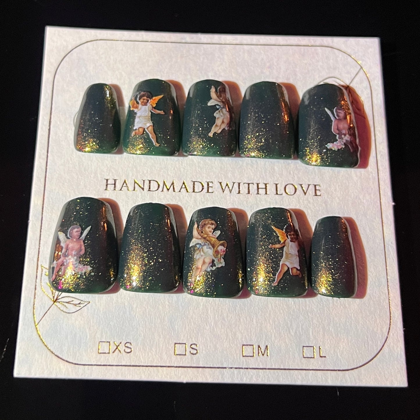Golden Green Masc Fit Custom False Nails
