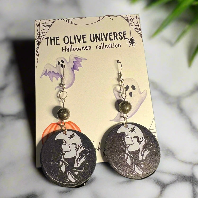 Midnight Veil – Hematite & Silver Mystical Earrings