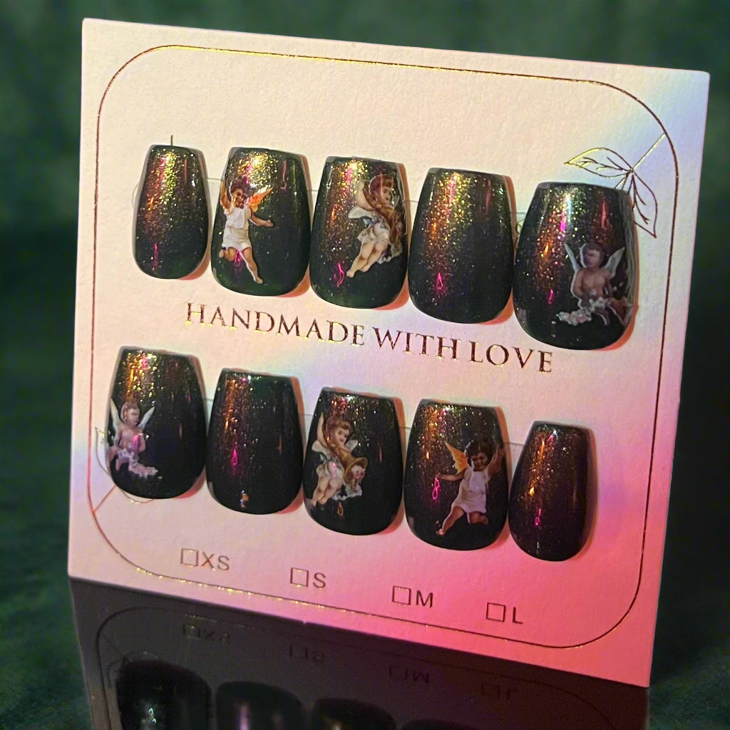 Golden Green Masc Fit Custom False Nails
