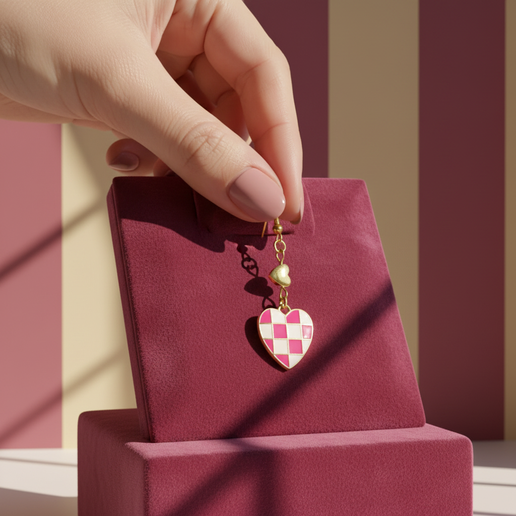 Hematite Hearts Earrings | Real Hematite Stone & Gold-Plated Links