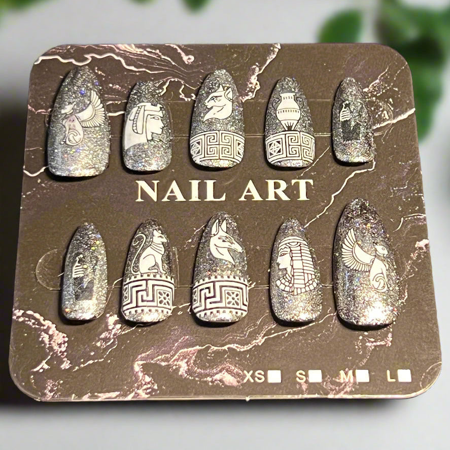 Silver Egyptian Inspired False Nails