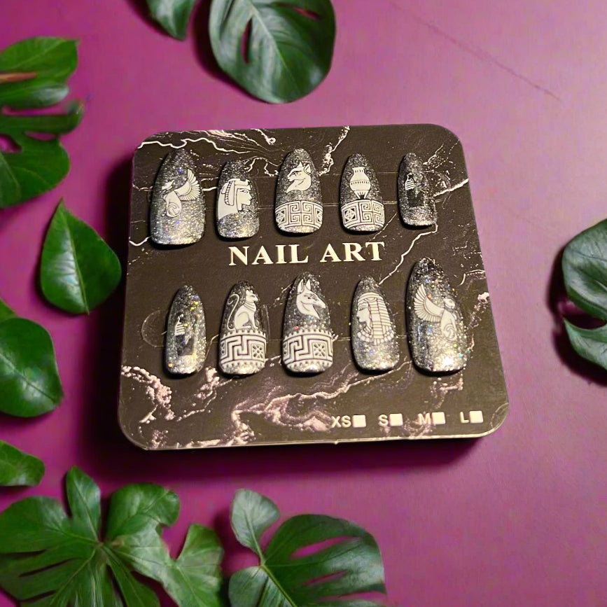 Silver Egyptian Inspired False Nails