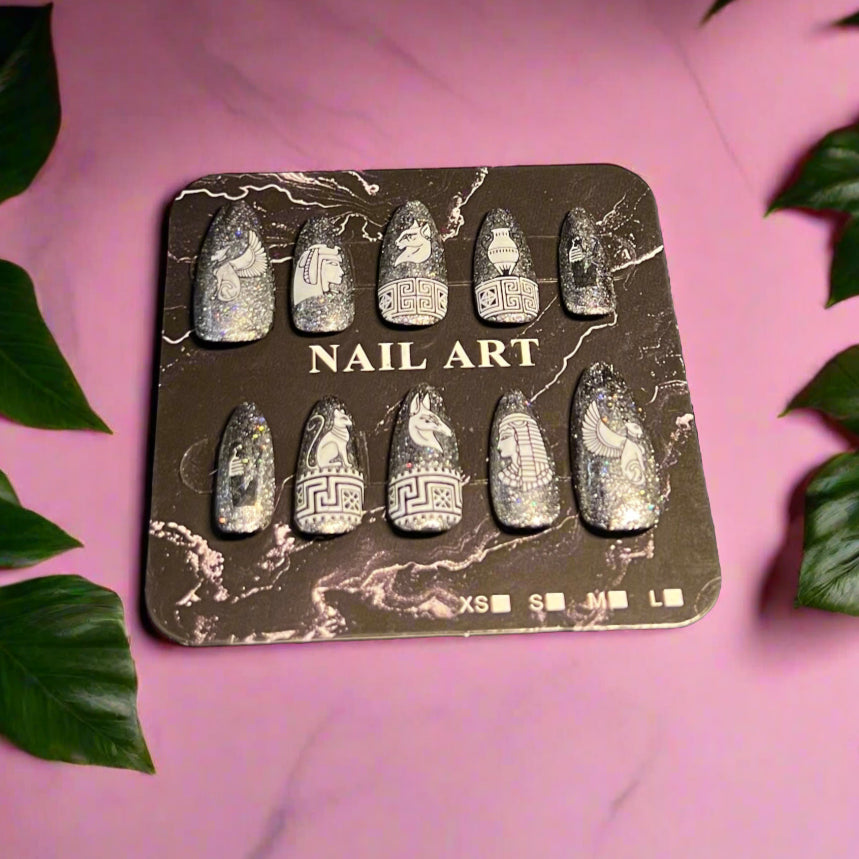 Silver Egyptian Inspired False Nails