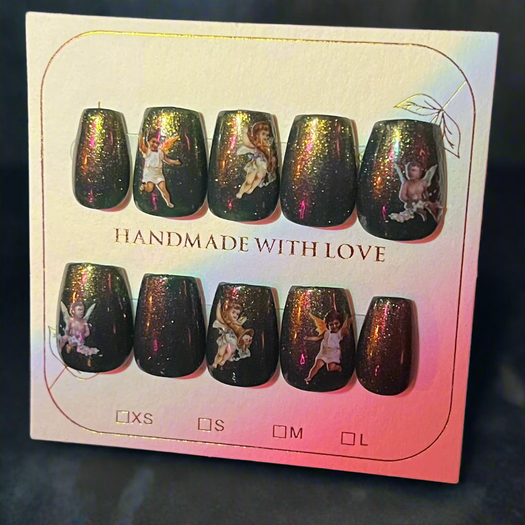 Golden Green Masc Fit Custom False Nails