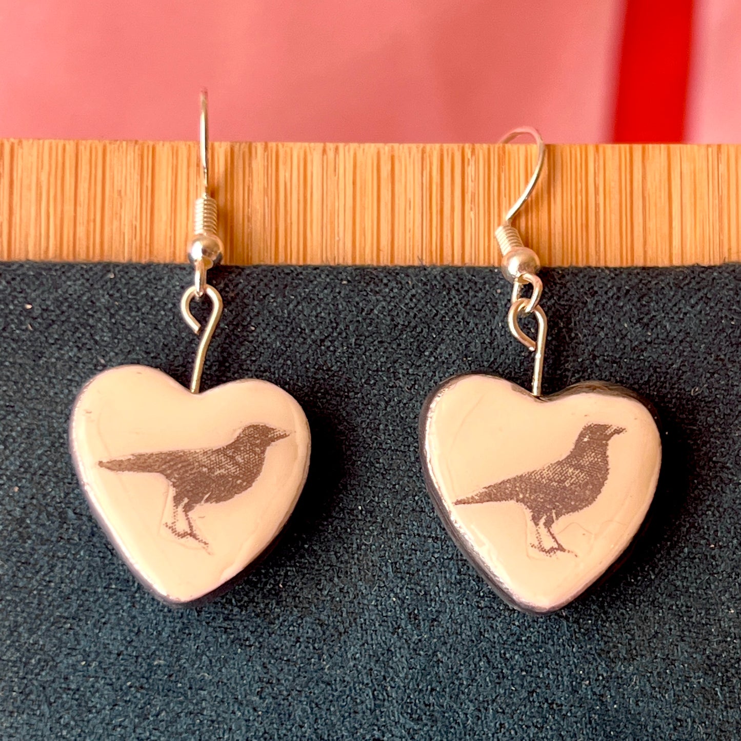 Black Crow Heart Earrings | Gothic Witchy Raven Charm Earrings | Olive Made