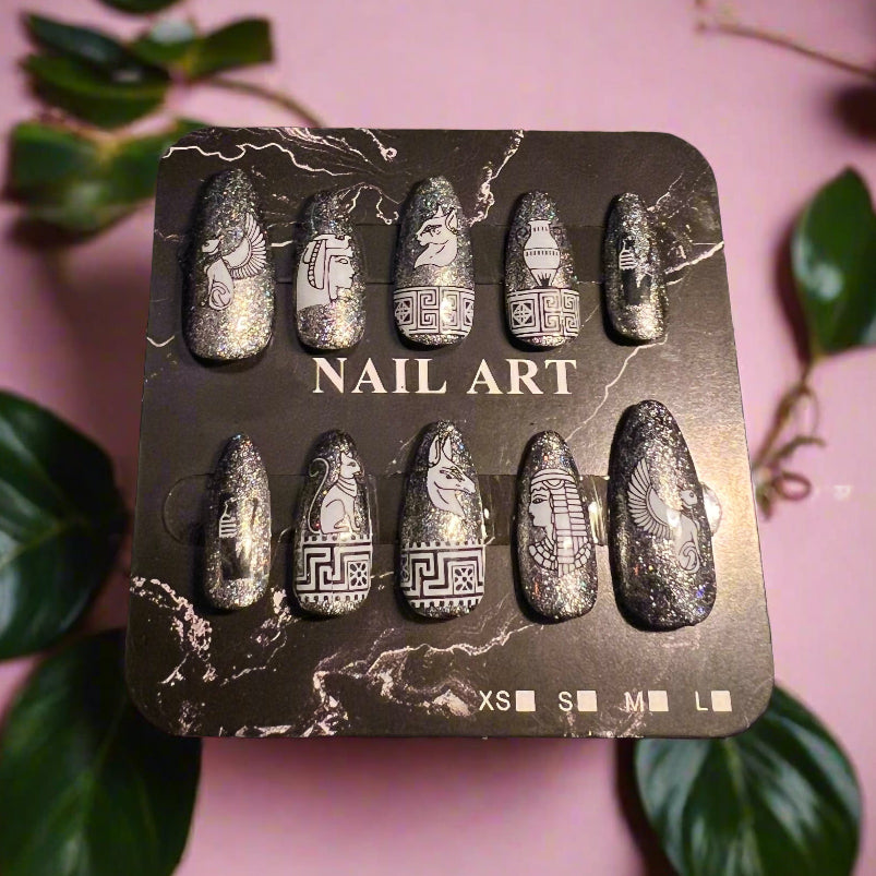 Silver Egyptian Inspired False Nails