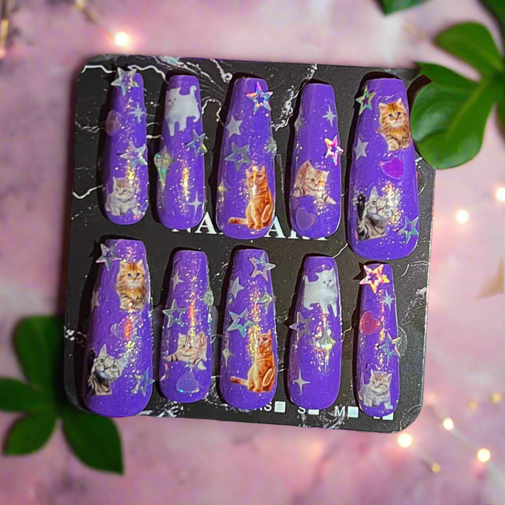 Cosmic Cat Custom Press-On Nails