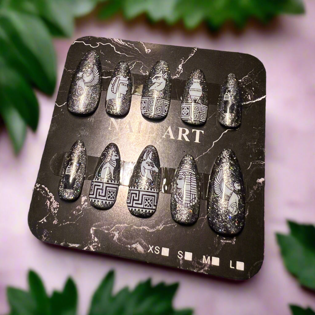 Silver Egyptian Inspired False Nails