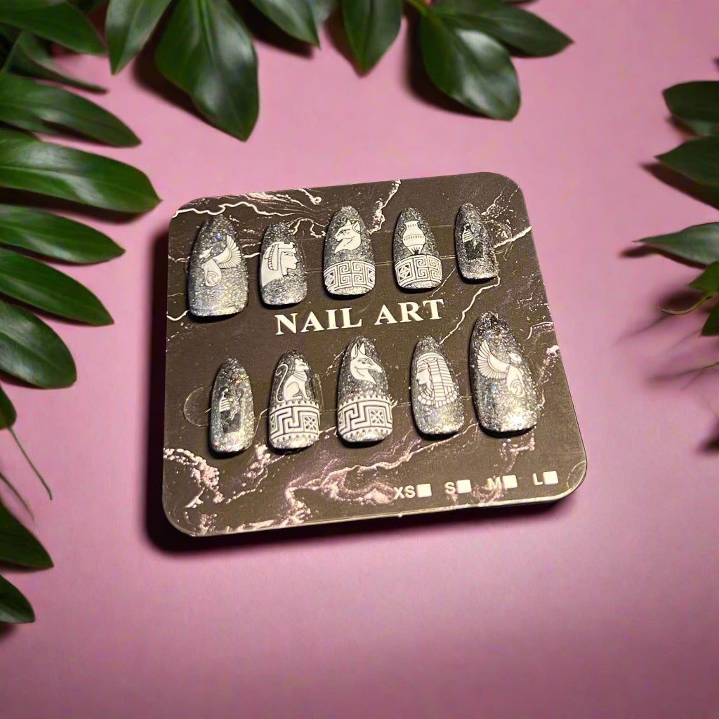 Silver Egyptian Inspired False Nails