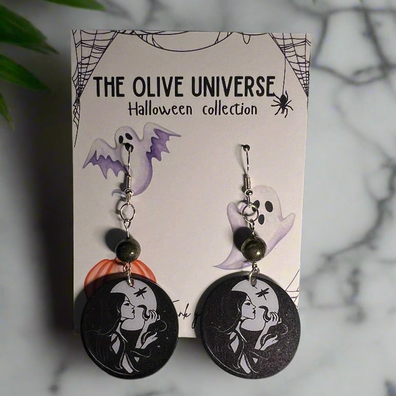Midnight Veil – Hematite & Silver Mystical Earrings