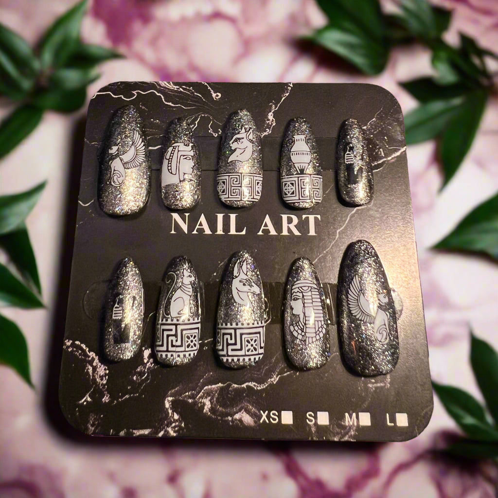 Silver Egyptian Inspired False Nails