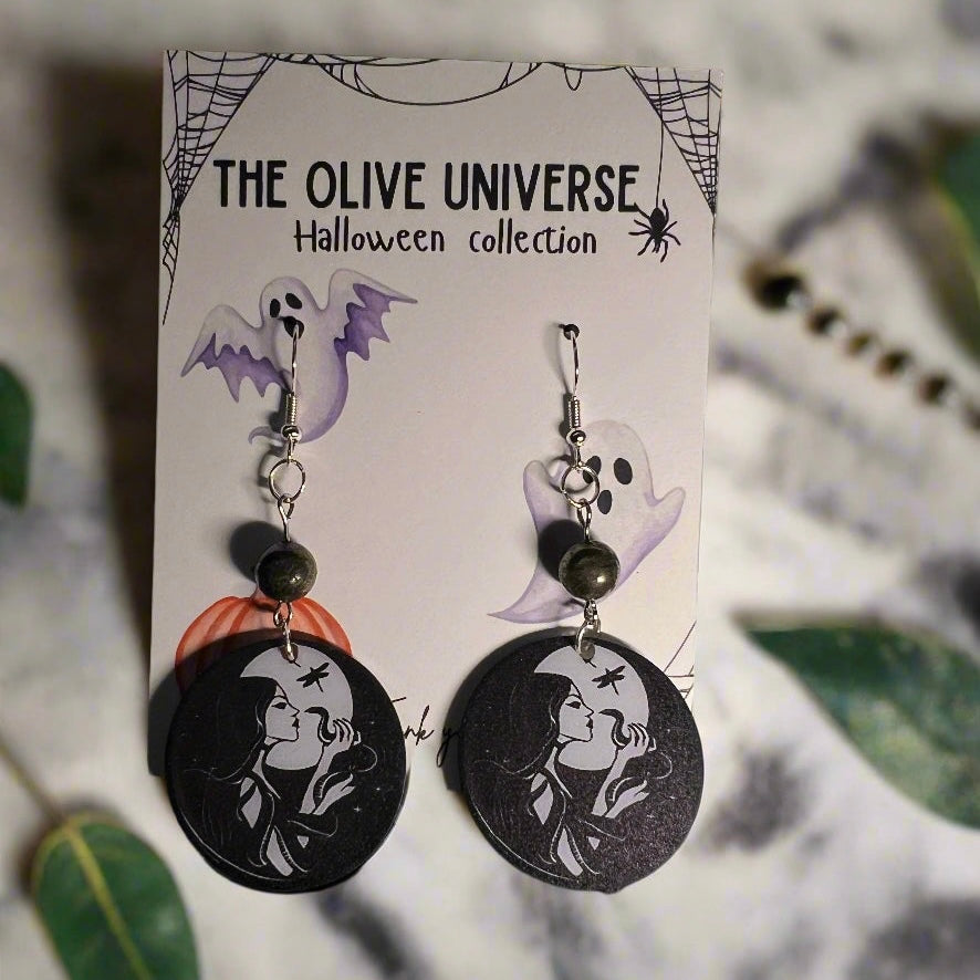 Midnight Veil – Hematite & Silver Mystical Earrings