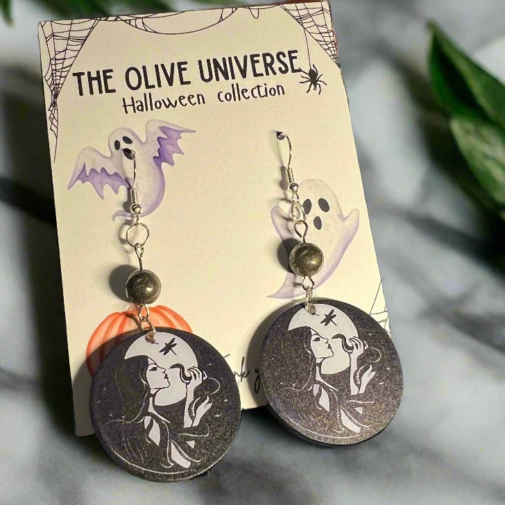 Midnight Veil – Hematite & Silver Mystical Earrings