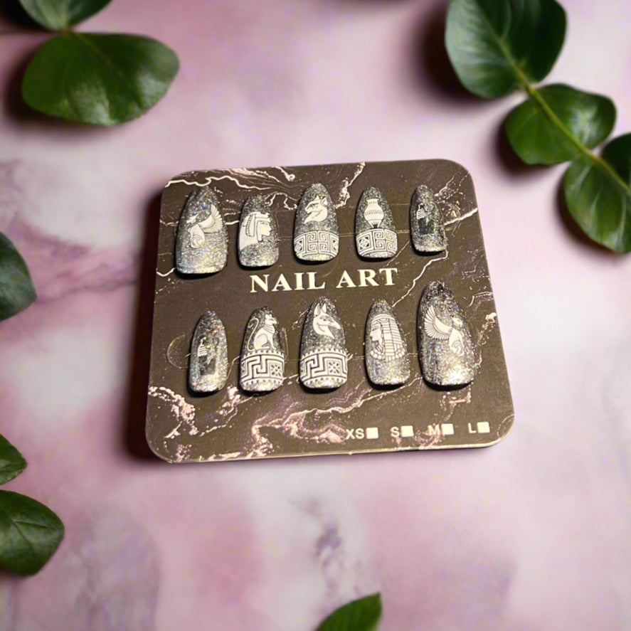 Silver Egyptian Inspired False Nails
