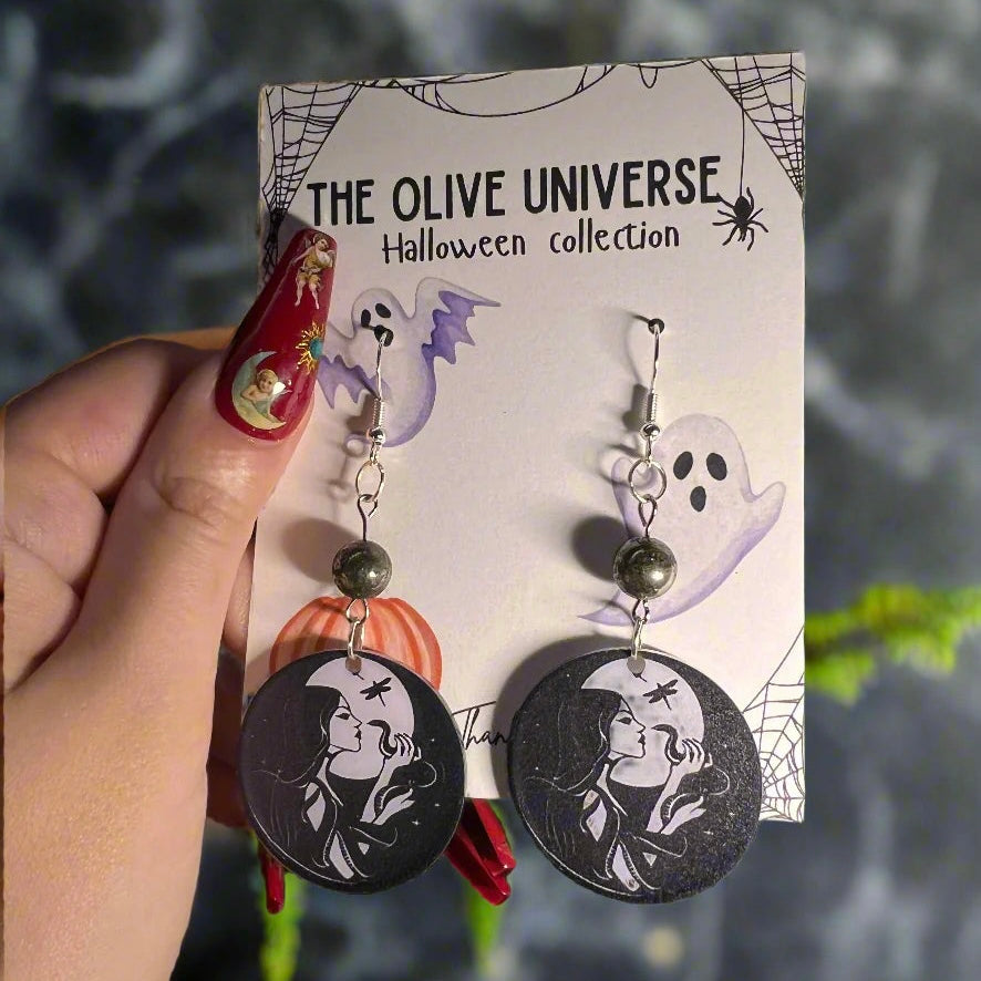 Midnight Veil – Hematite & Silver Mystical Earrings