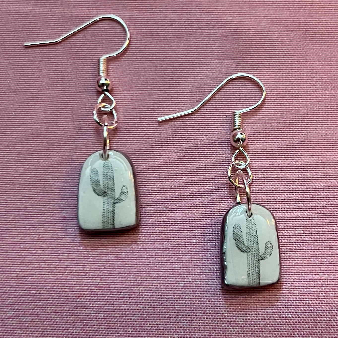 Greyscale Mini Arch Earrings Collection | Halftone Retrowave Charms | Silver Hypoallergenic Hooks | Choose Duck, Kittens, Skeleton, or Cactus