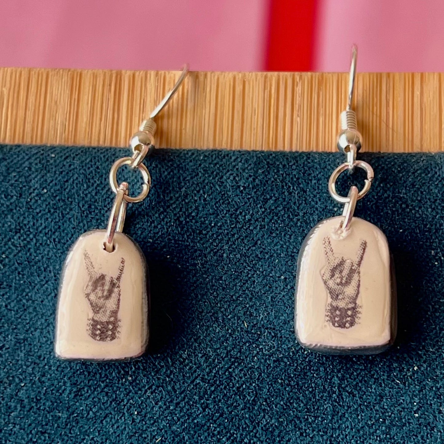 Greyscale Mini Arch Earrings Collection | Halftone Retrowave Charms | Silver Hypoallergenic Hooks | Choose Duck, Kittens, Skeleton, or Cactus