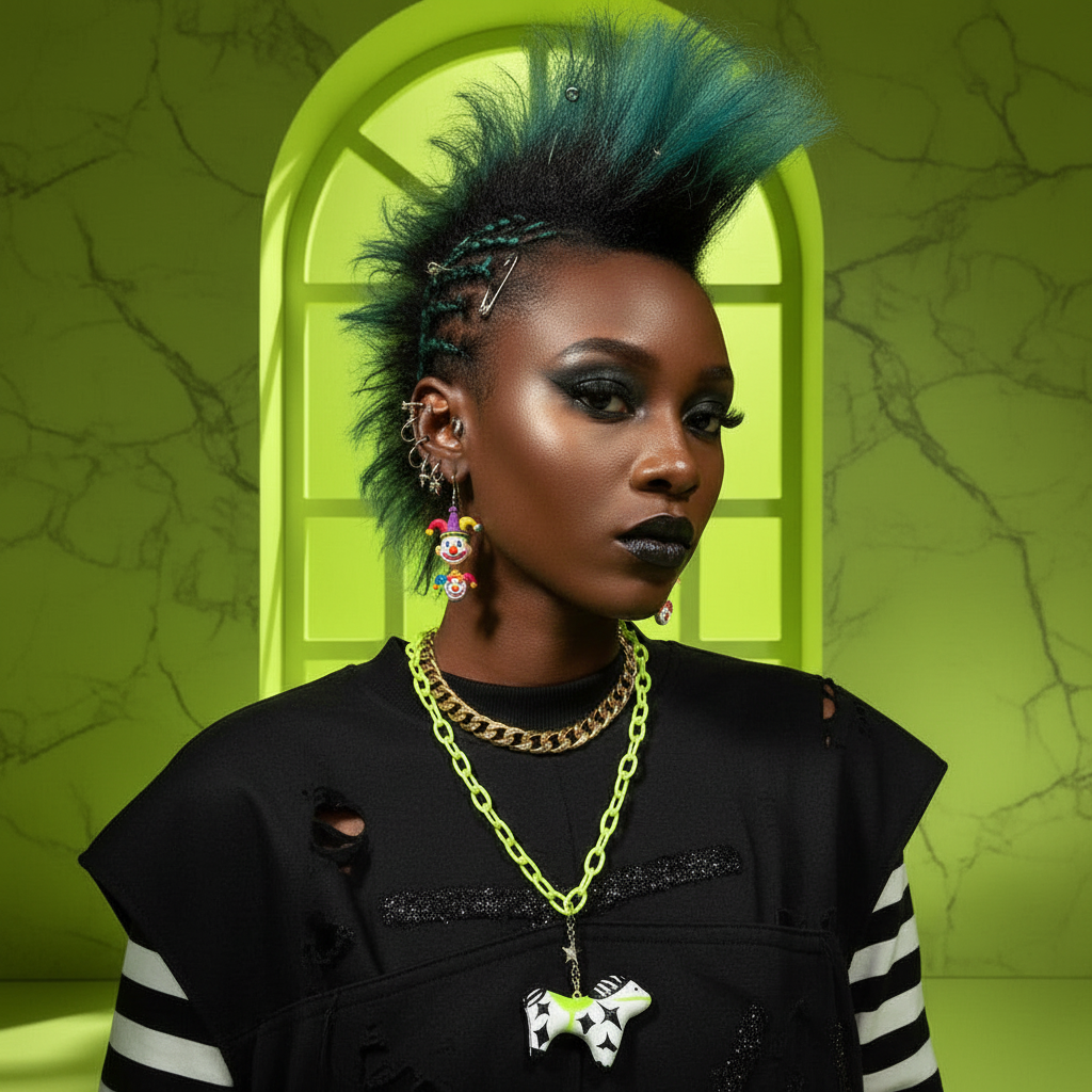 Green Circus Clowncore Horse Necklace