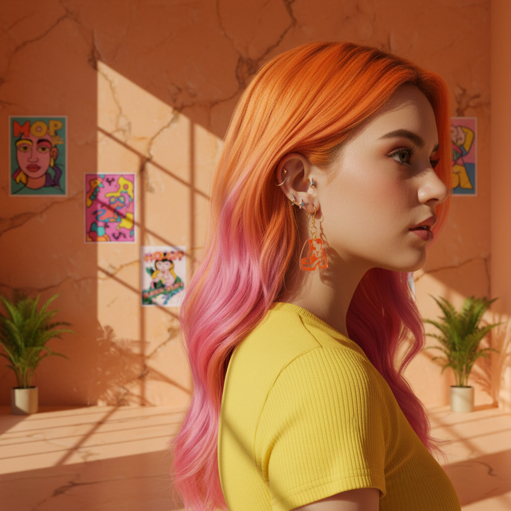 Star Boots Earrings — Petite Neon Orange Groovy Punk Boots with Transparent Back | Olive Made