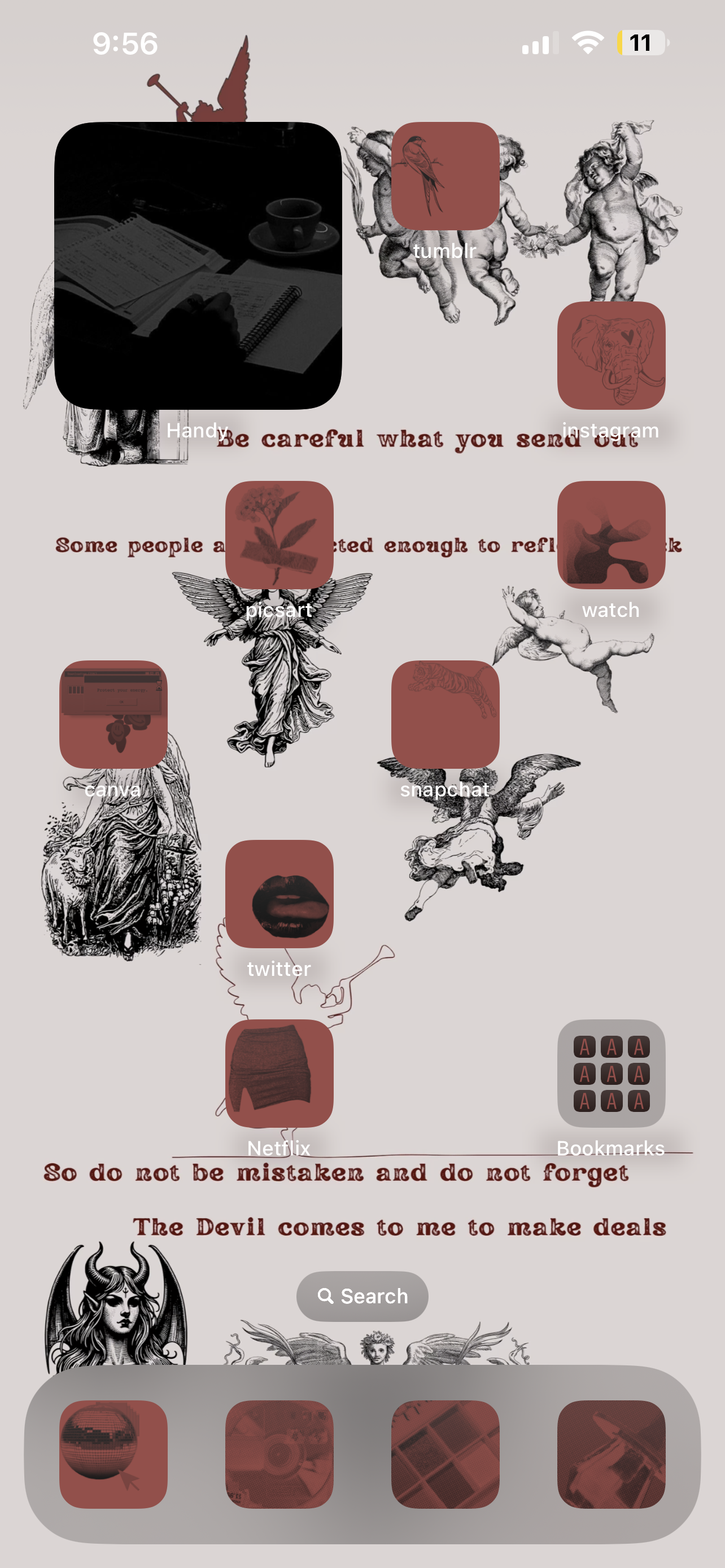 The Devil Comes To Me To Make Deals - Dark Academia Gothic Digital iPhone Lockscreen Wallpaper Poem
