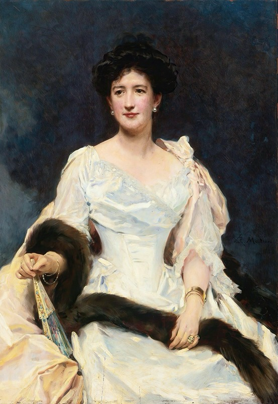 Portrait Of A Lady (1888) by Raimundo de Madrazo y Garreda – large black‑pearl gold arch earrings featuring a polymer‑clay arch charm with a metallic gold background and a transferred portrait image, framed in dark black pearls and finished with ornate 18k gold‑plated Victorian‑inspired filigree; a museum‑style, romantic statement piece.