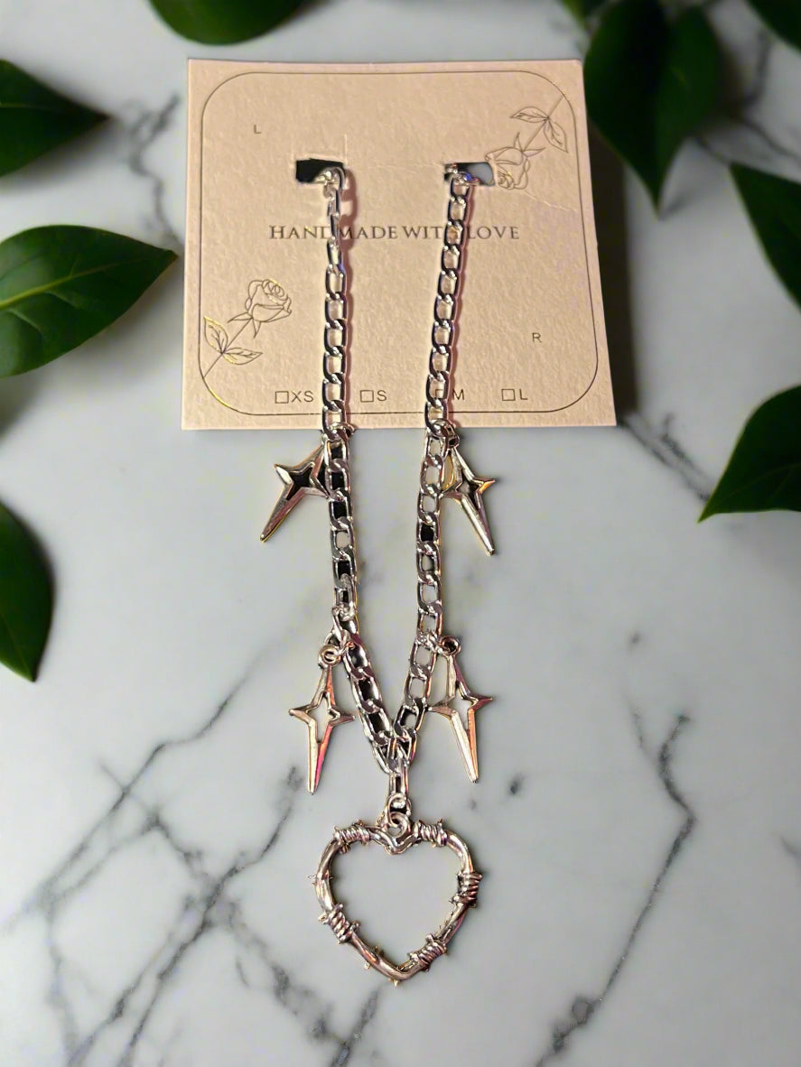 Barbed Heart Y2k Punk Style Necklace - Olive Made