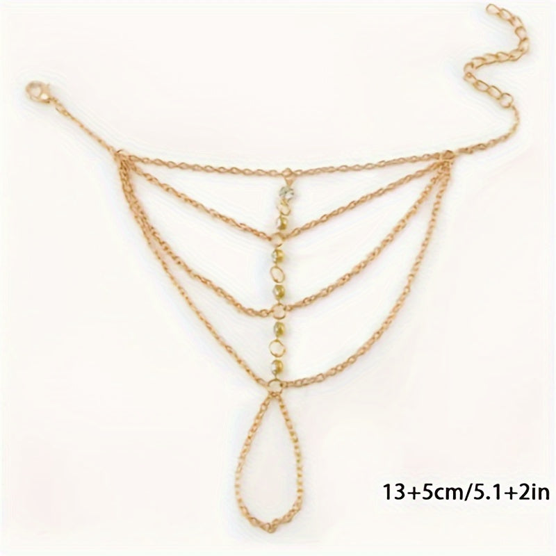 cascading chain hand adornment ring