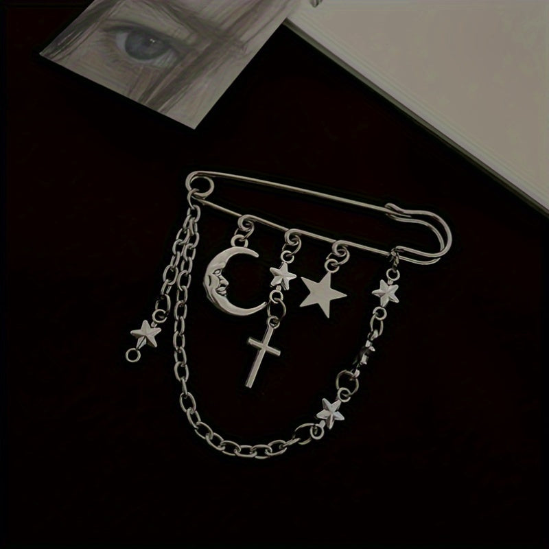 'i keep those celestial constellations on me' decorative adornment safety-pin